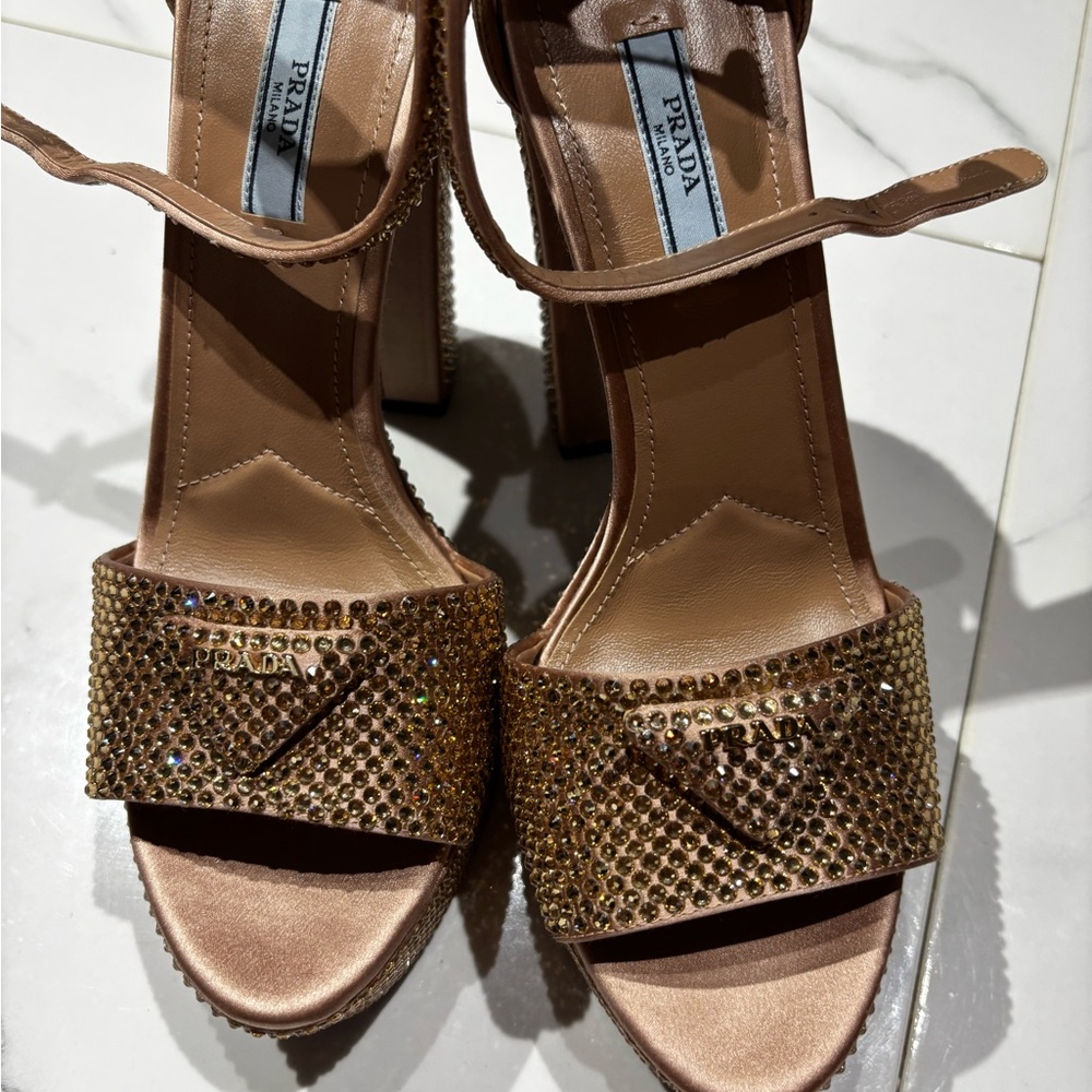 Prada Women's Tan Embellished Sandals